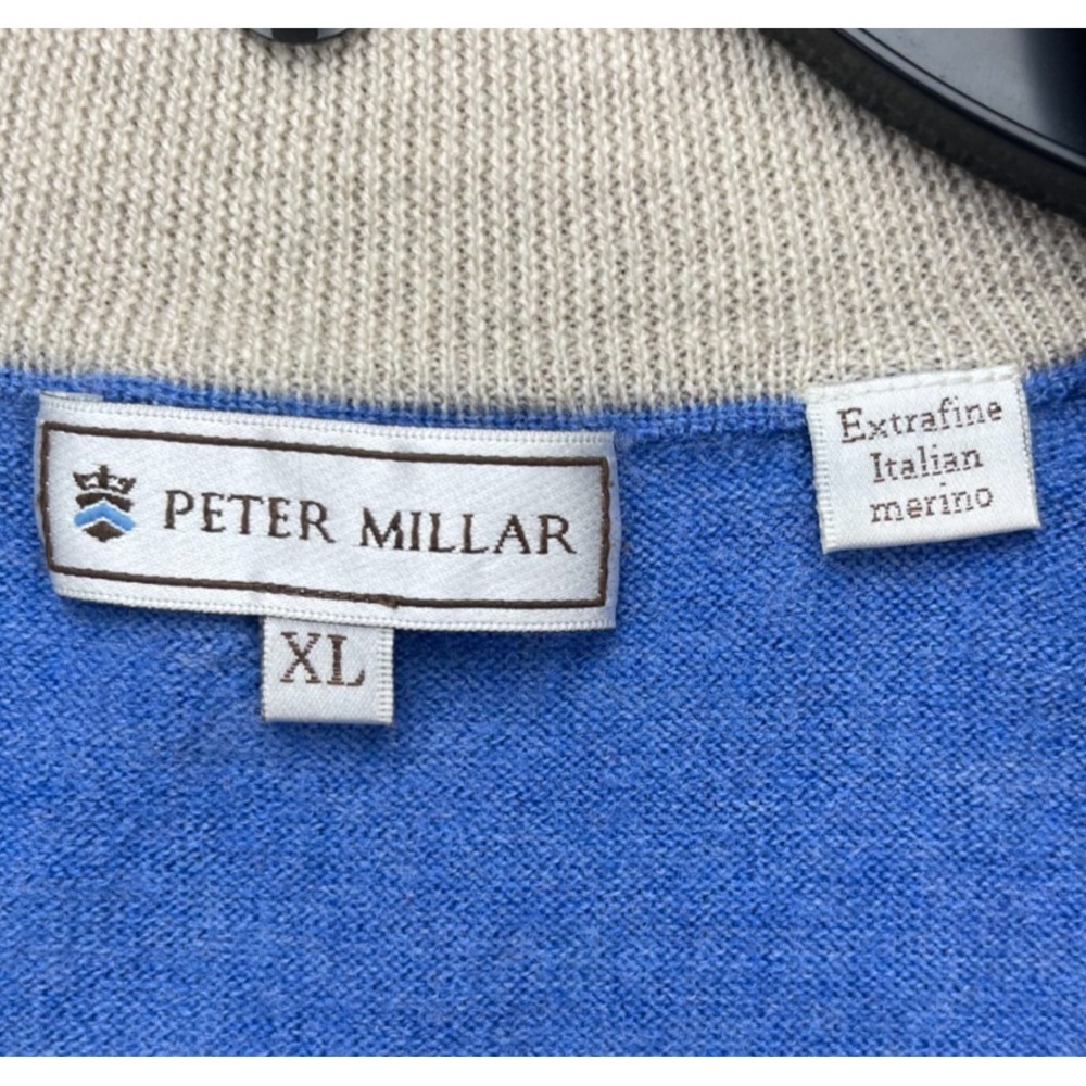 Peter Millar‎ Women's 1/4 Zip Sweater Vest XL Heather Blue Merino Wool - Picture 5 of 9